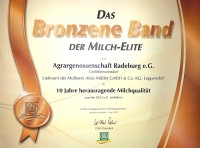 DLG-Auszeichnung 'Das Bronzene Band der Milch-Elite'